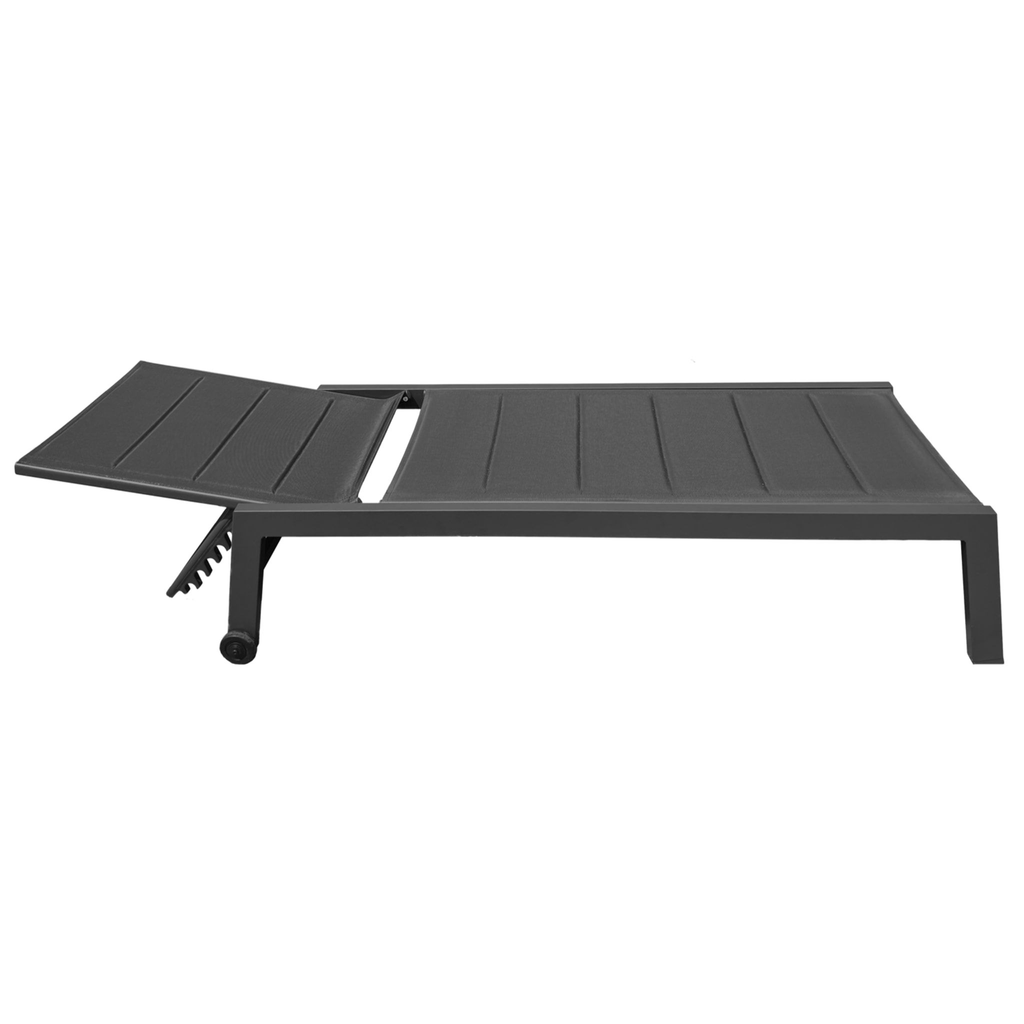 Bain de soleil BARBADOS en textilène noir - aluminium gris anthracite