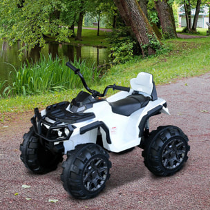 Voiture 4x4 quad buggy électrique 103L x 68l x 73H cm enfants 3 à 8 ans effets lumineux musique lecteur MP3 multifonction blanc