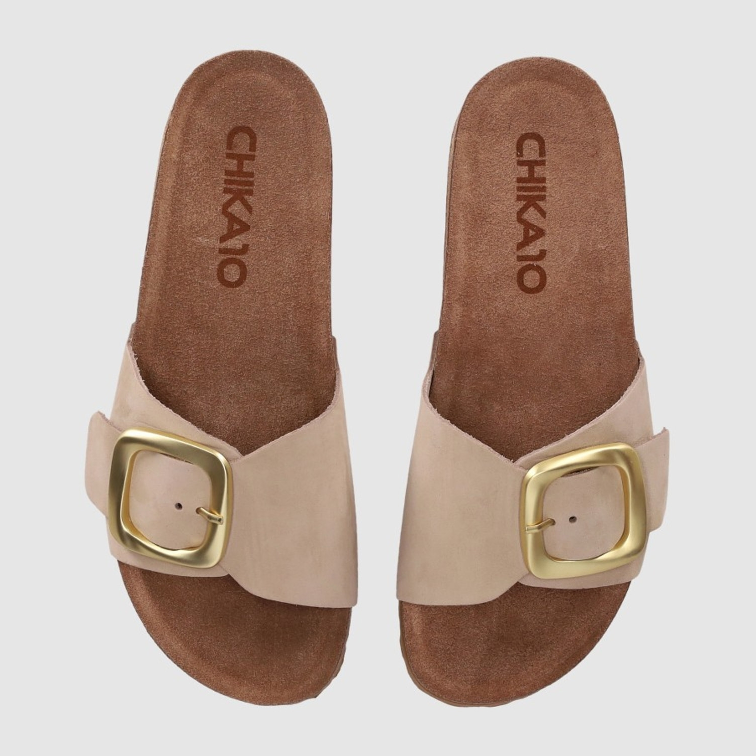 Sandalias de Piel - Arena - Tacón: Bajo