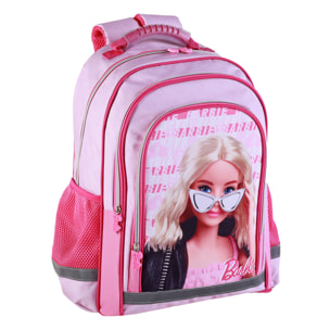 Zaino primario Barbie Fashion a doppio scomparto, di grande capacità e adattabile a un'auto.