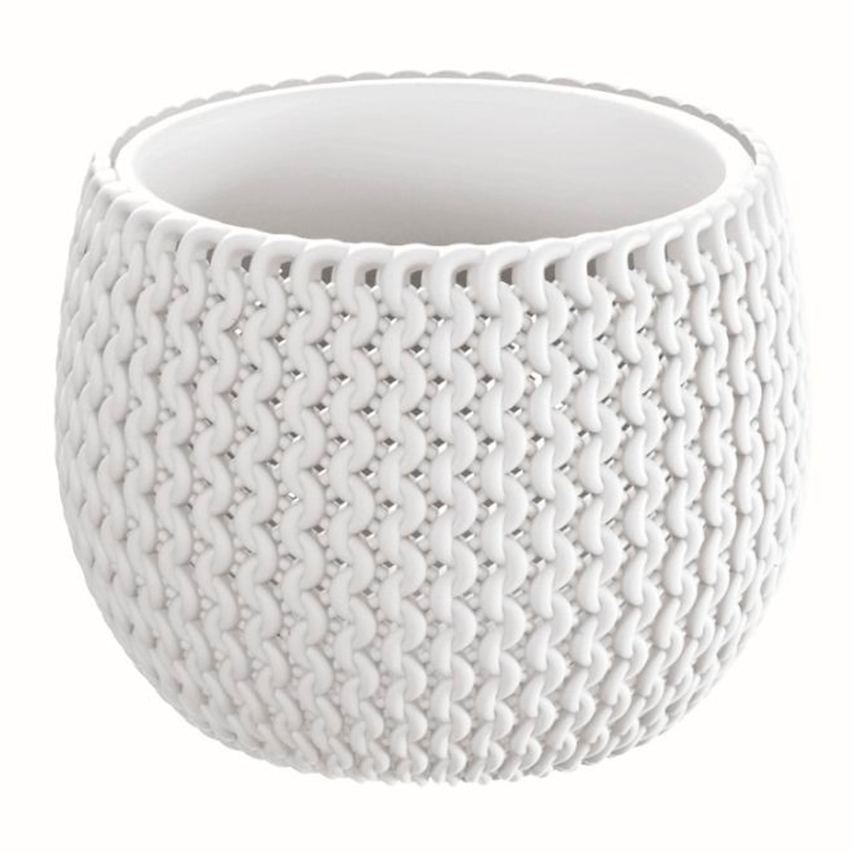 2x maceta redonda con deposito splofy bowl de plastico en color blanco 23,9 (largo) x 23,9 (ancho) x 16,1 (altura) cm