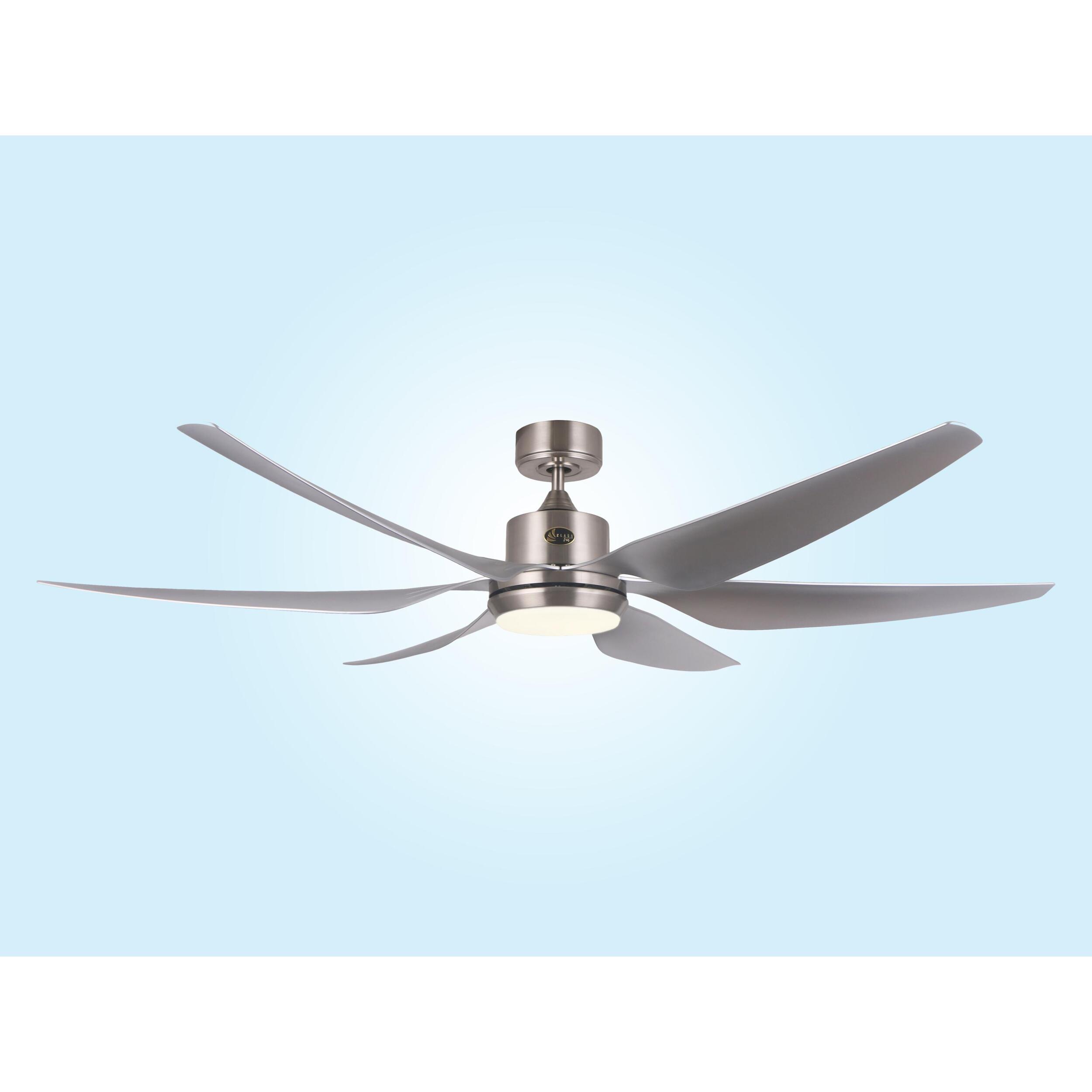 Ventilateur de plafond DC argenté avec pales de 166cm et lumière pour 60m2