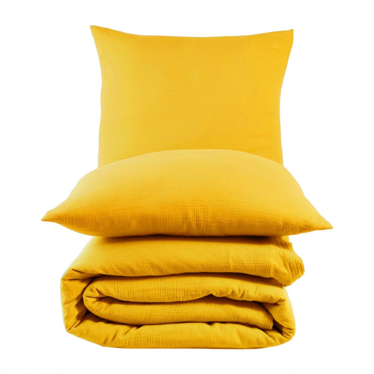 Parure housse de couette et taies d'oreiller gaze de coton ambre