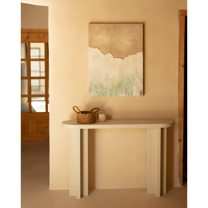 Cuadro beige y blanco decorativo sobre algodón con bastidor de madera pintado artesanalmente con pintura óleo de varias medidas