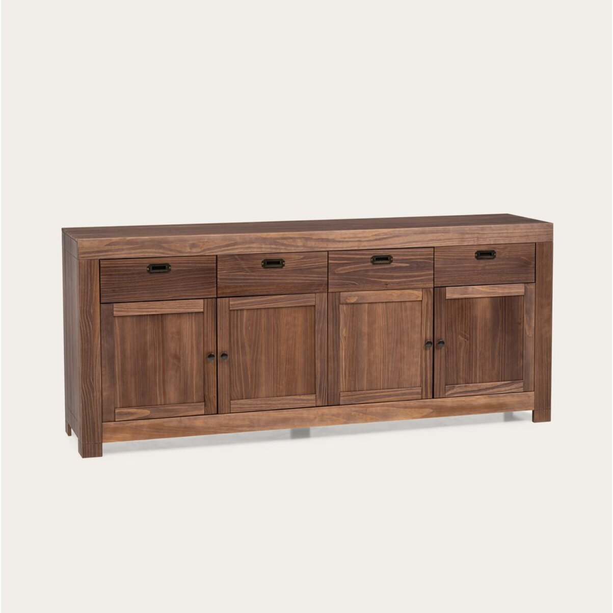 Buffet Nador -bois massif d'araucaria-couleur kokoa 200 x 85 x 45 cm