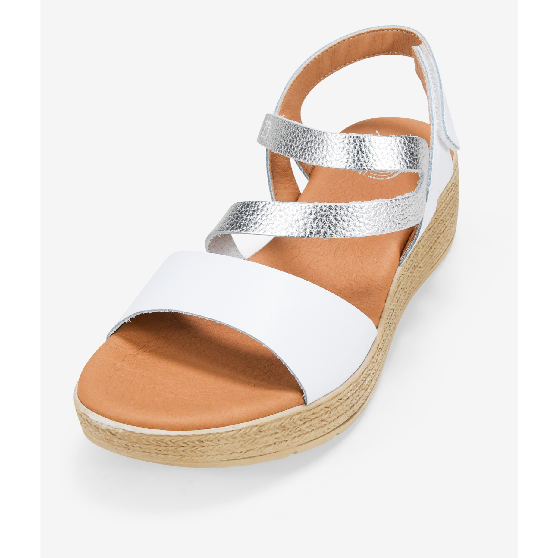 Sandalias con cuña blancas de piel