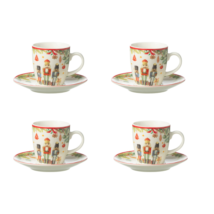 J-Line tasse + sous-tasse Casse-Noisette - céramique - blanc - boîte de 4