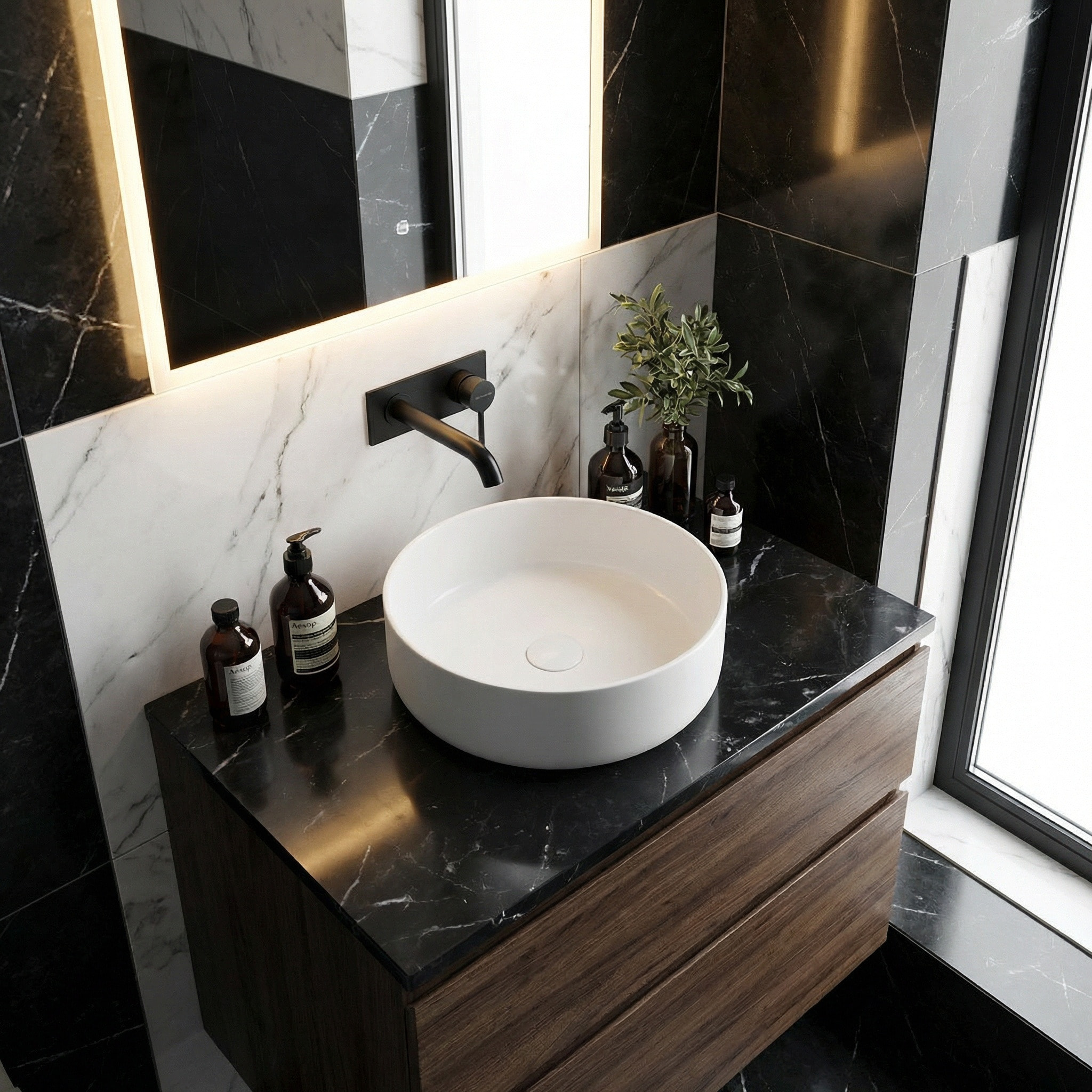 Vasque à poser Infinitio 39 x 39 x 12 cm sans trop-plein, blanc mat (SATINF3939M)