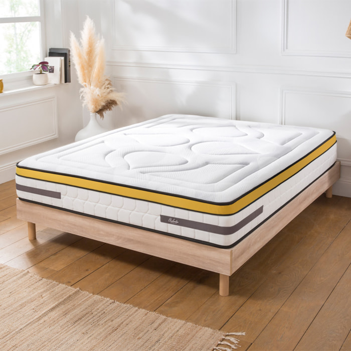 Ensemble Matelas Passion avec Sommier Couleur Bois | 2 Places