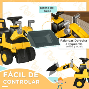 Tractor Correpasillos con Licencia Caterpillar Excavadora para Niños de 18 a 36 Meses con Pala Delantera y Bocina Carga 25 kg 78x29,5x54 cm Amarillo