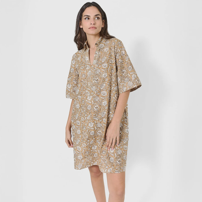 Vestito corto in filo mastella ocre