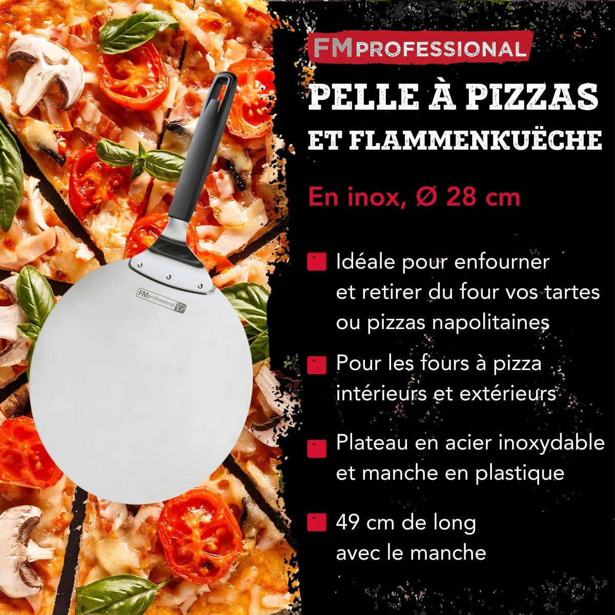 Pelle à pizza ou tarte flambée 49 cm FM Professional Pizza