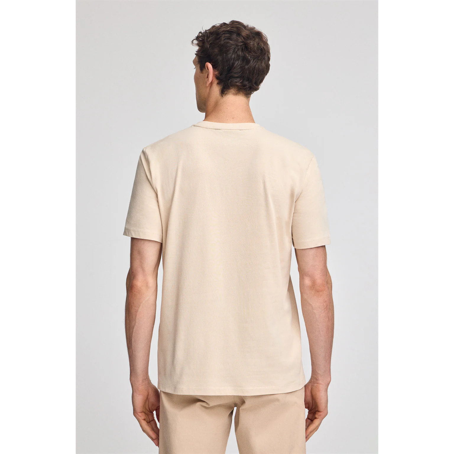 Maglietta beige basic a girocollo e ricamo Rigby Best