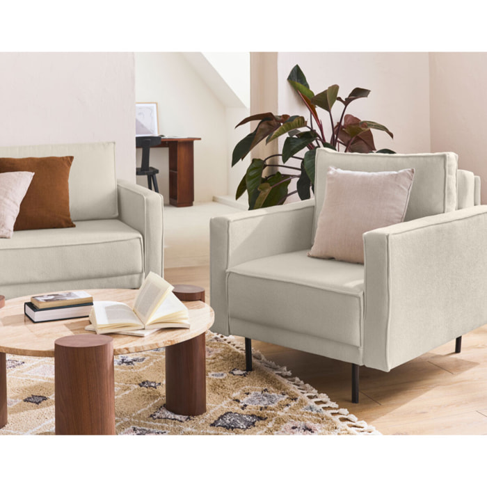 Charlie - fauteuil - pieds hauts - en tissu - Beige