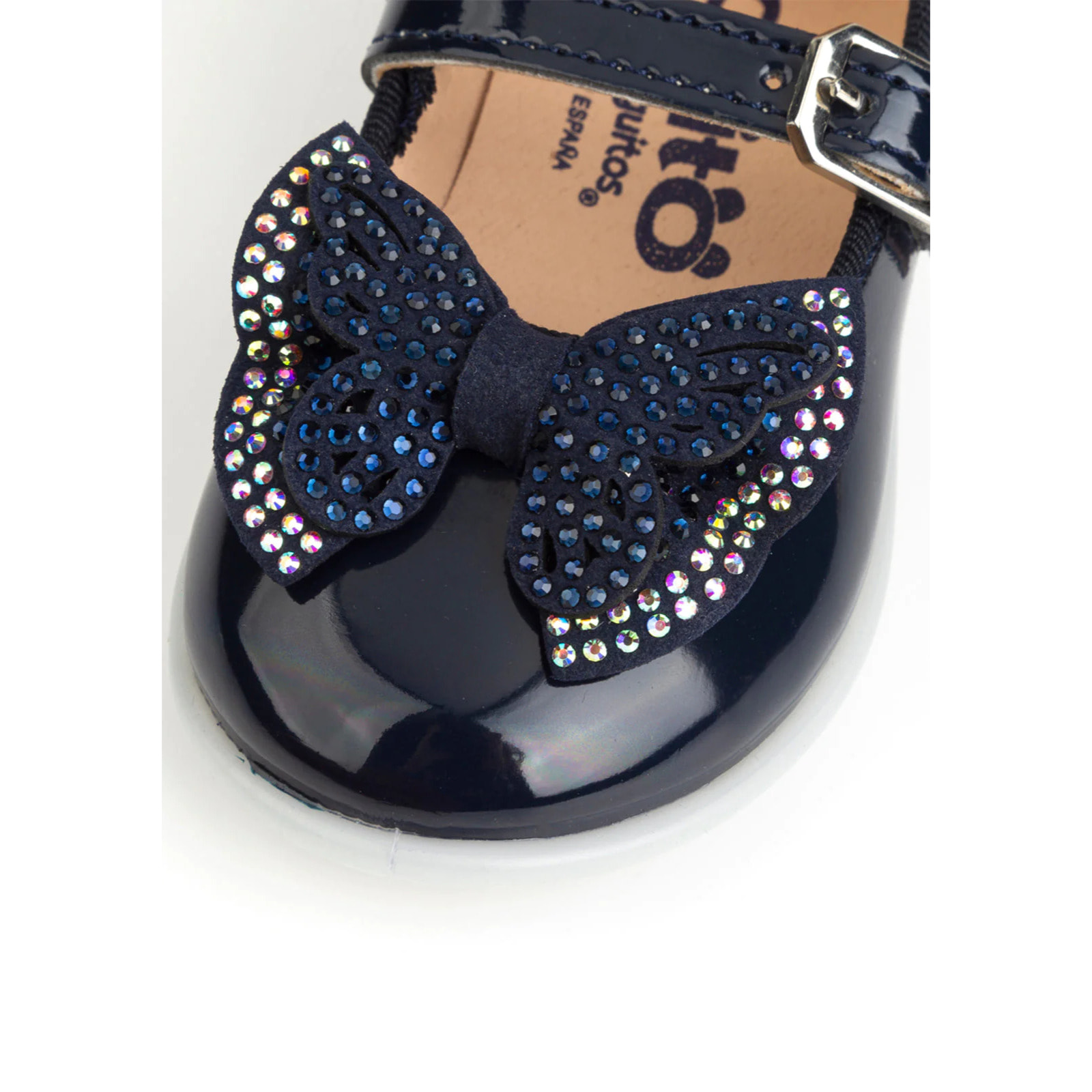 Baby Mary Jane con fiocco di strass  navy
