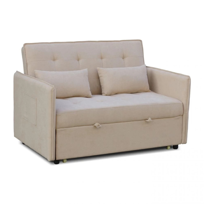 Sofá cama de 2 plazas en beige 135 cm Nasya Beige