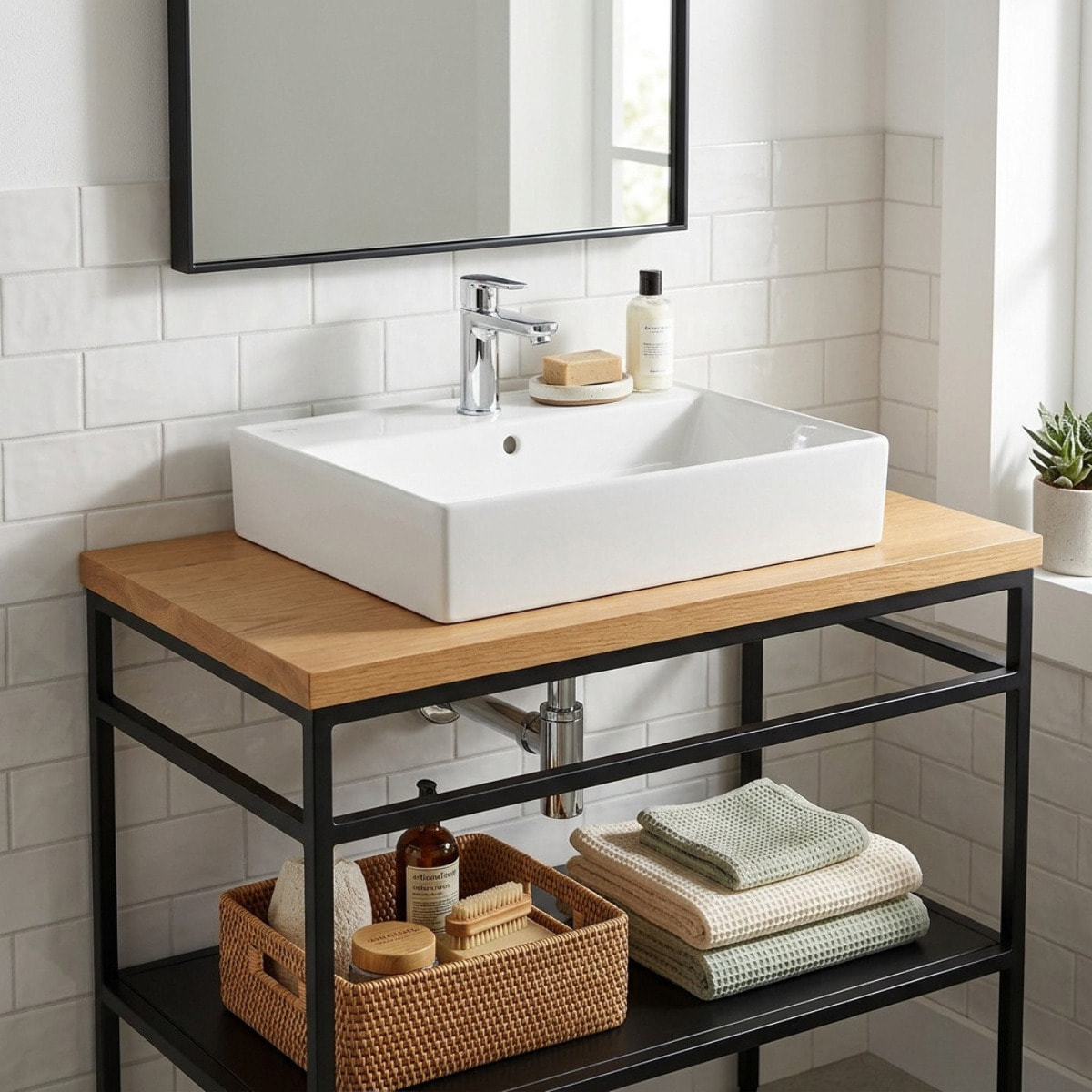 Lavabo 60,5 x 46,5 cm à suspendre ou à poser – blanc brillant – avec trop-plein et trou de robinetterie – SAT Infinitio