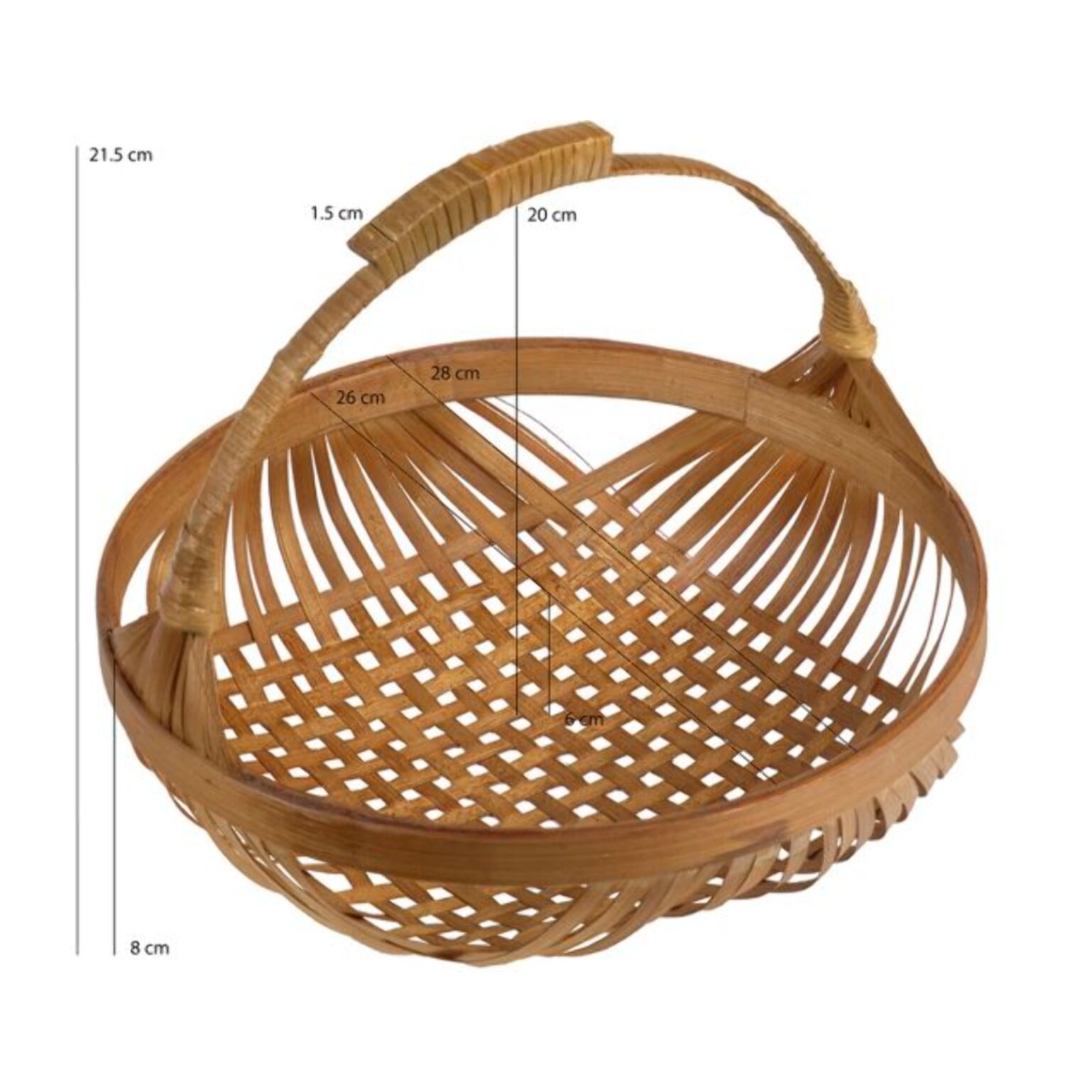 Panier Rond avec Anse et Tressage Artisanal en Bambou - CATANIA