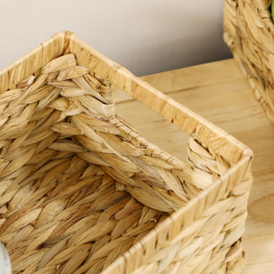 Lot de 3 paniers de rangement tressés avec poignées naturel
