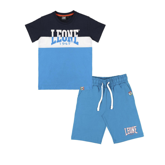 Set da bambino con t-shirt e pantaloncini in cotone Leone New Basic