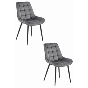 Set di 2 sedie Bera in velluto grigio scuro e metallo nero