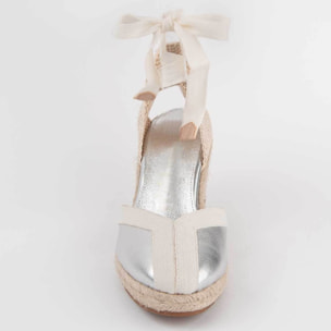 Alpargata De Cuña - Plateado - Altura: 7 Cm