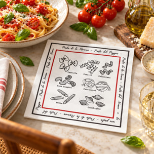 Lot de 20 serviettes en papier motif pâtes - Noir