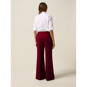 Oltre - Pantalones palazzo de tejido crepé - Rojo