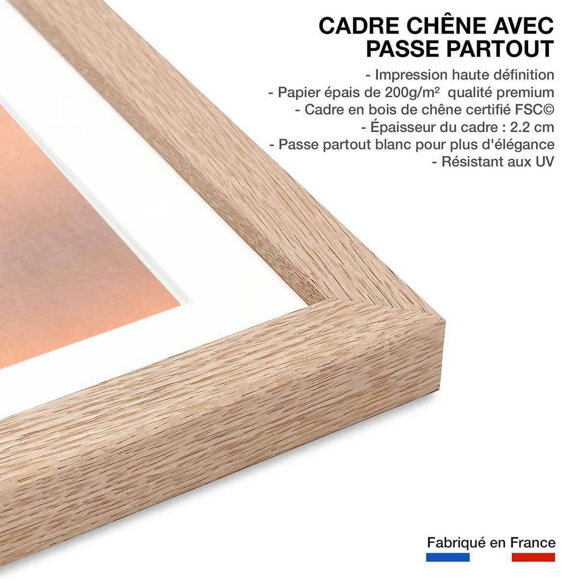 Affiche paysage Douceur de vivre Affiche + cadre en bois - Chêne