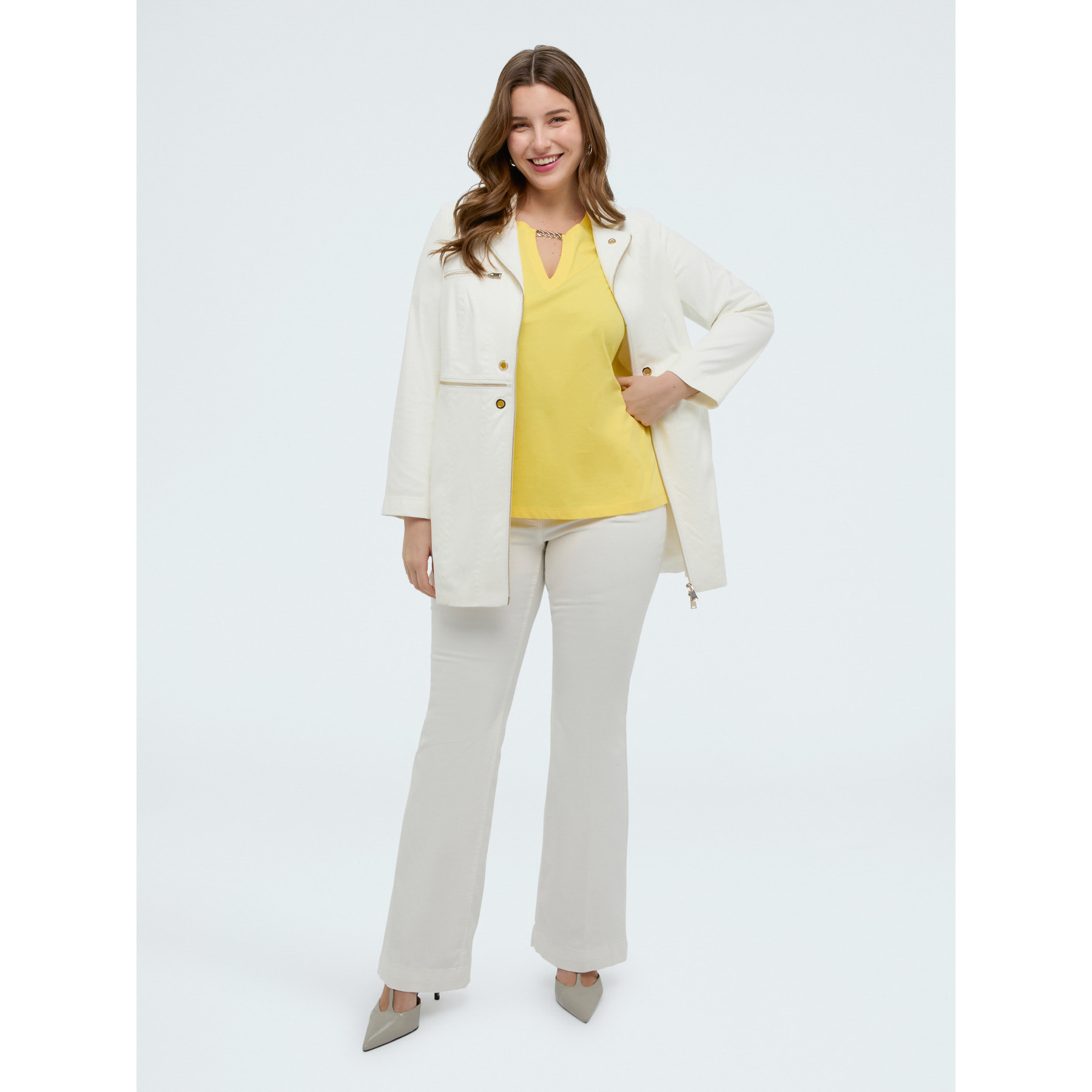 Fiorella Rubino - Camiseta de algodón con cadenita dorada - Amarillo