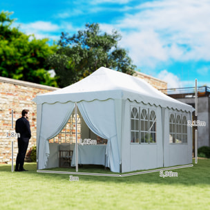Carpa Plegable Pop-up Gazebo 6x3 m Cenador Plegable con 6 Paredes Laterales Anti-UV Altura Ajustable Bolsa de Arena y Bolsa de Transporte para Camping Fiestas