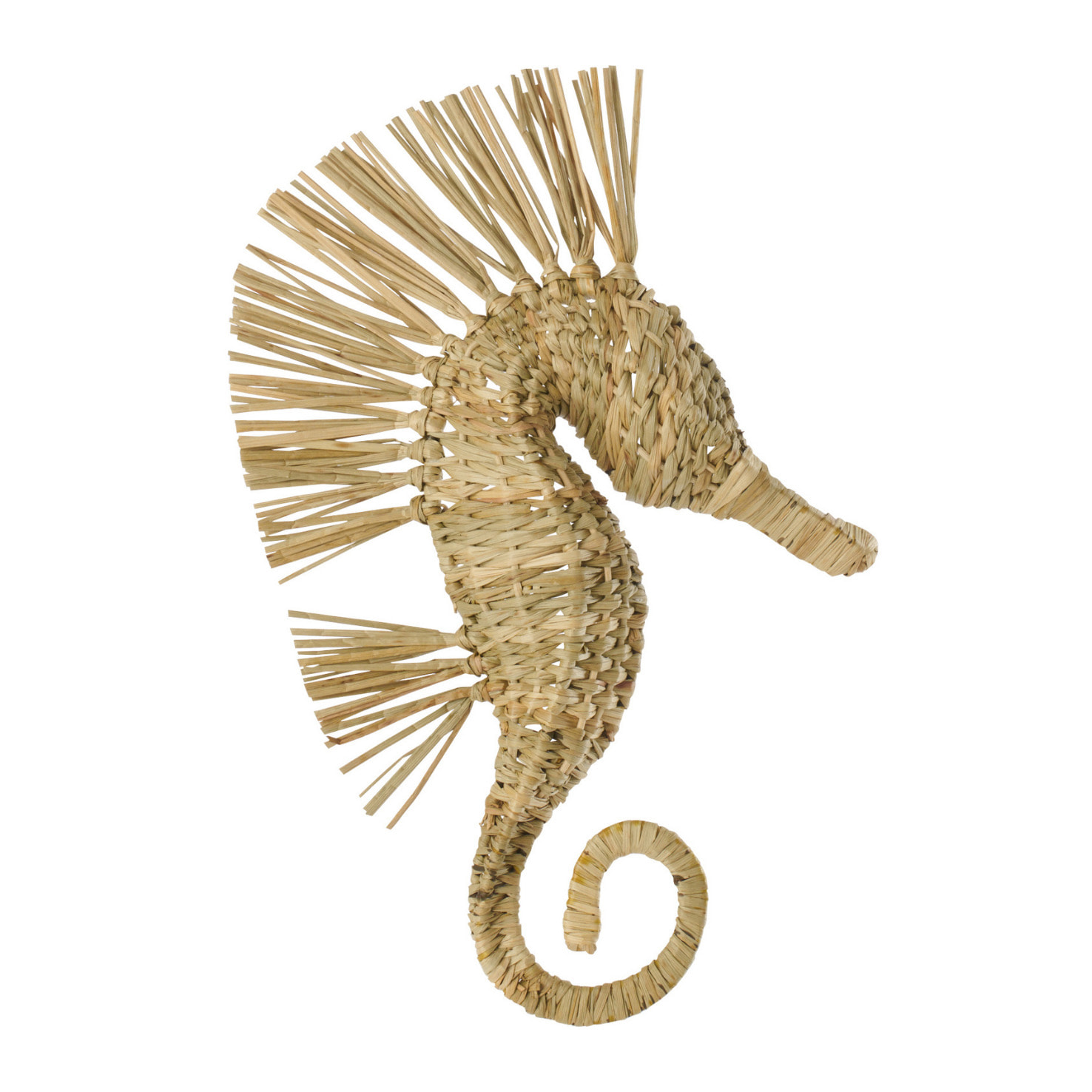 J-Line Objet Mural Hippocampe - rotin - naturel - small