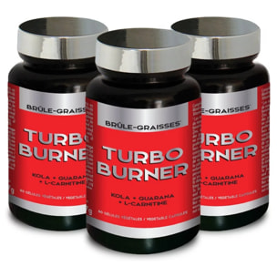 NUTRIEXPERT – Turbo Burner Gélules– Brûle-graisse spécial Hommes – Favorise l'amincissement – Association de Plantes, Minéraux et Vitamines – Kola + Guarana – 100% Actifs Naturels – Lot de 3 produits