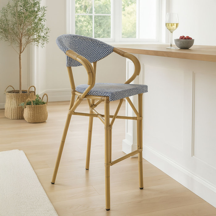 Lot de 2 fauteuils de bar en textilène bleu AMALFI