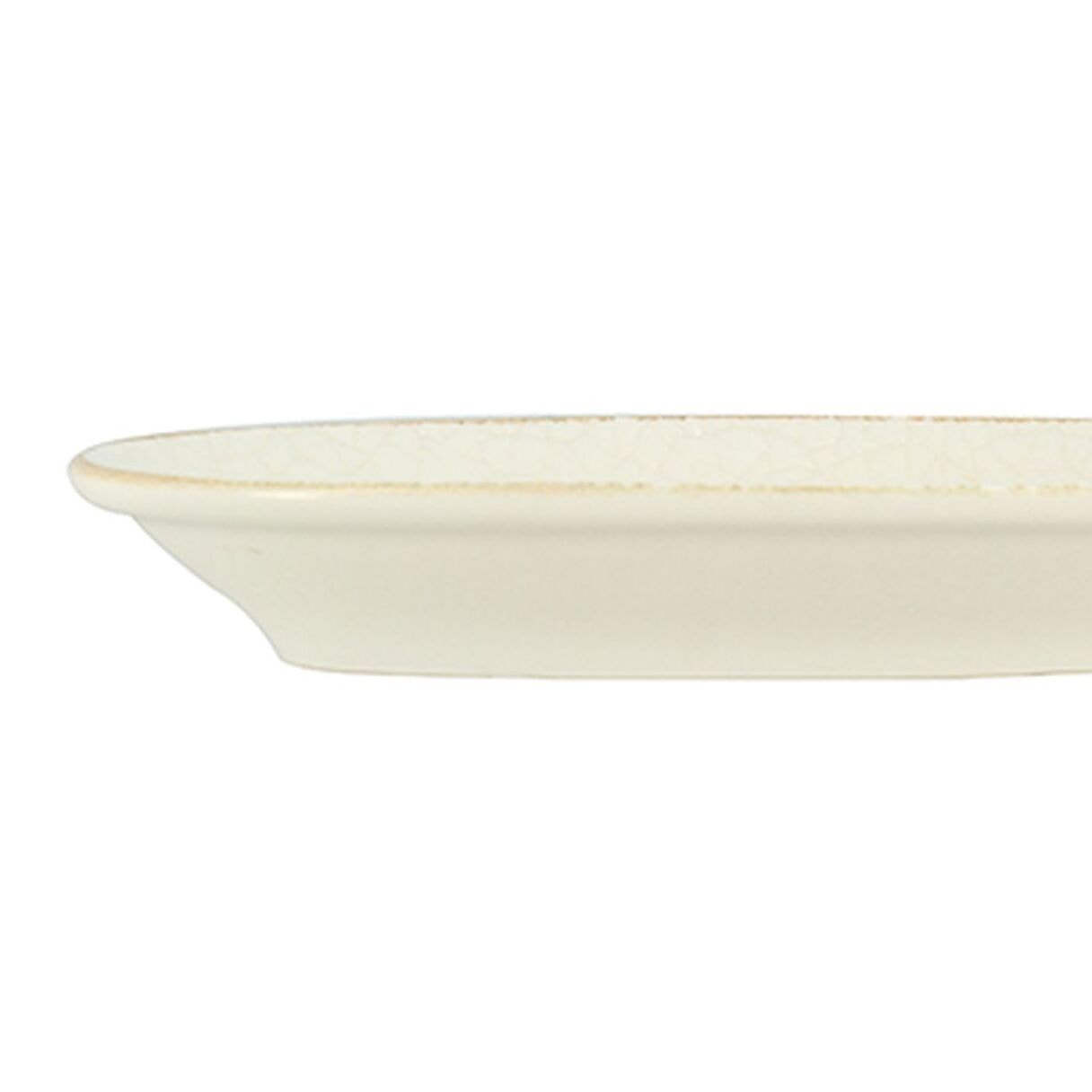 Lot de 6 assiettes ovales en porcelaine blanche et liseré beige 19cm NUANCE