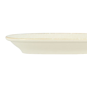 Lot de 6 assiettes ovales en porcelaine blanche et liseré beige 19cm NUANCE