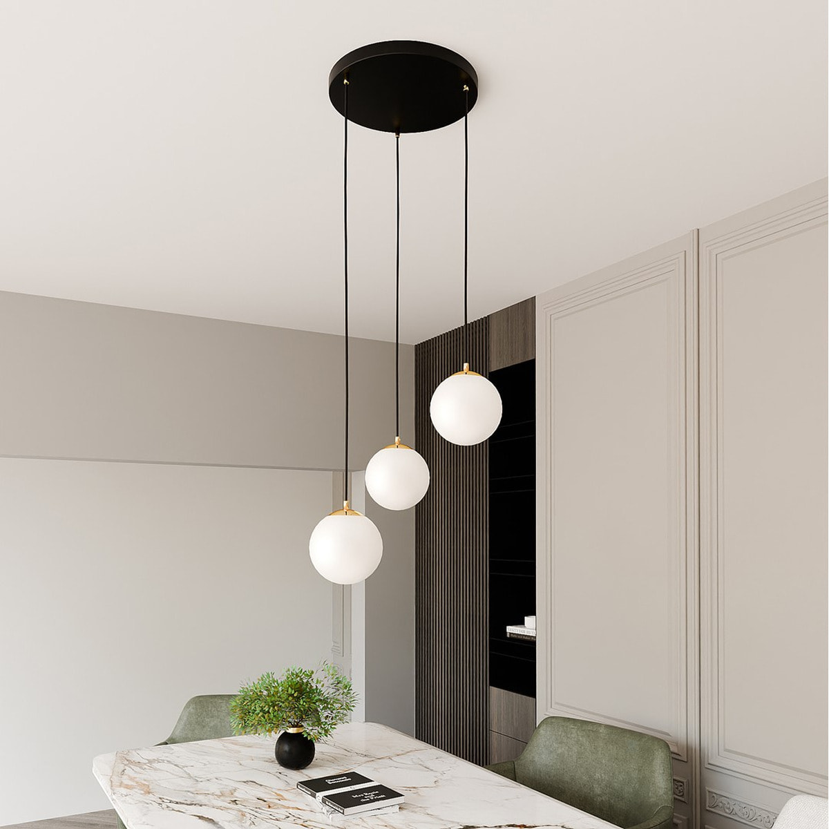 Lampada a sospensione ROYAL in metallo nero e oro