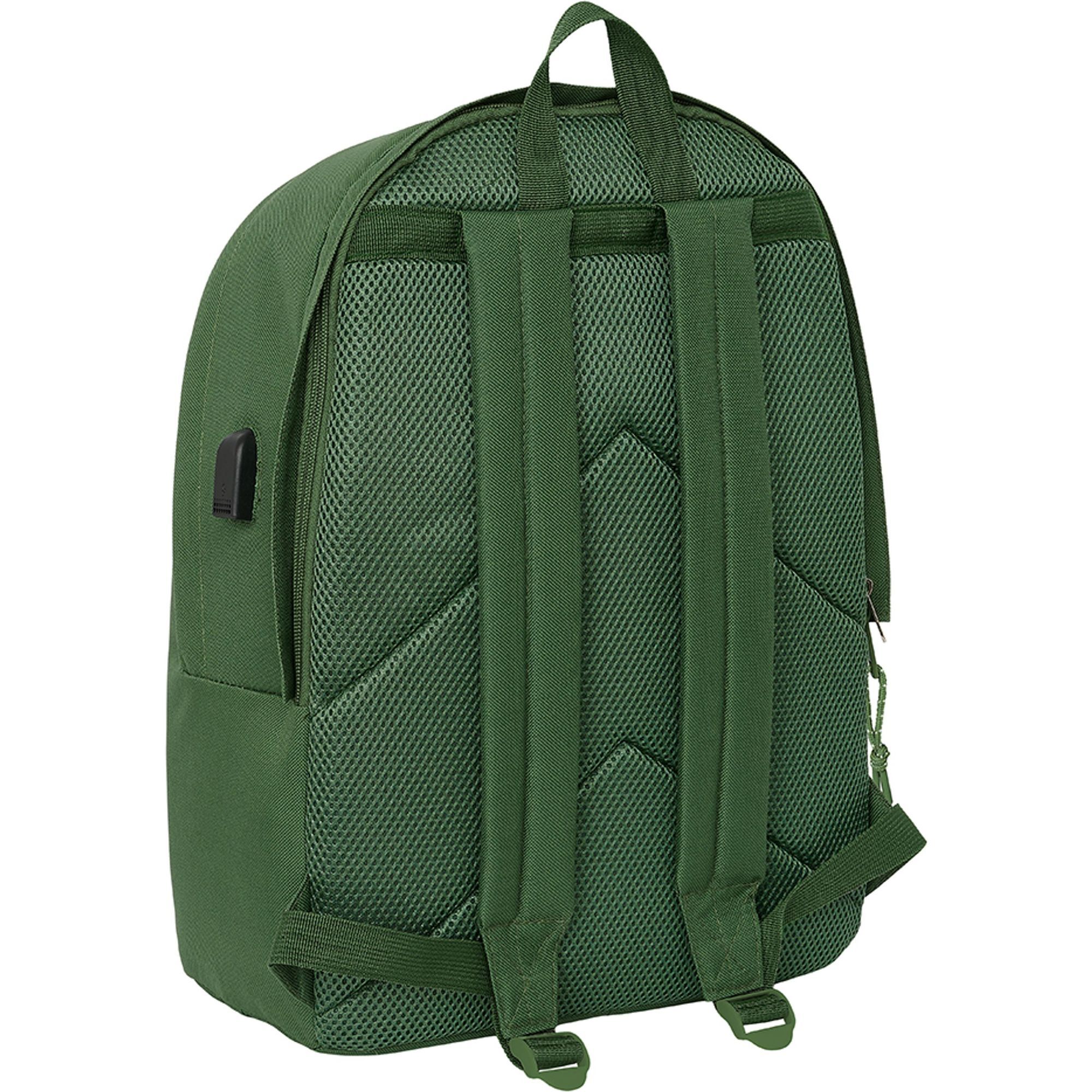 Mochila doble para portatil 15,6"+usb real madrid chica caqui