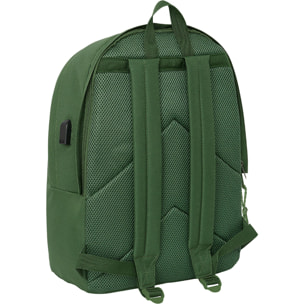 Mochila doble para portatil 15,6"+usb real madrid chica caqui