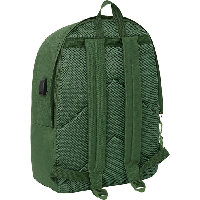 Mochila doble para portatil 15,6"+usb real madrid chica caqui