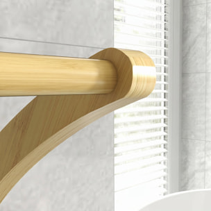 Toallero de Pie de Bambú, Soporte de Toallas de Baño con 3 Barras y Estante de Almacenamiento, para Baño y Lavandería, 50x29x84 cm, Natural