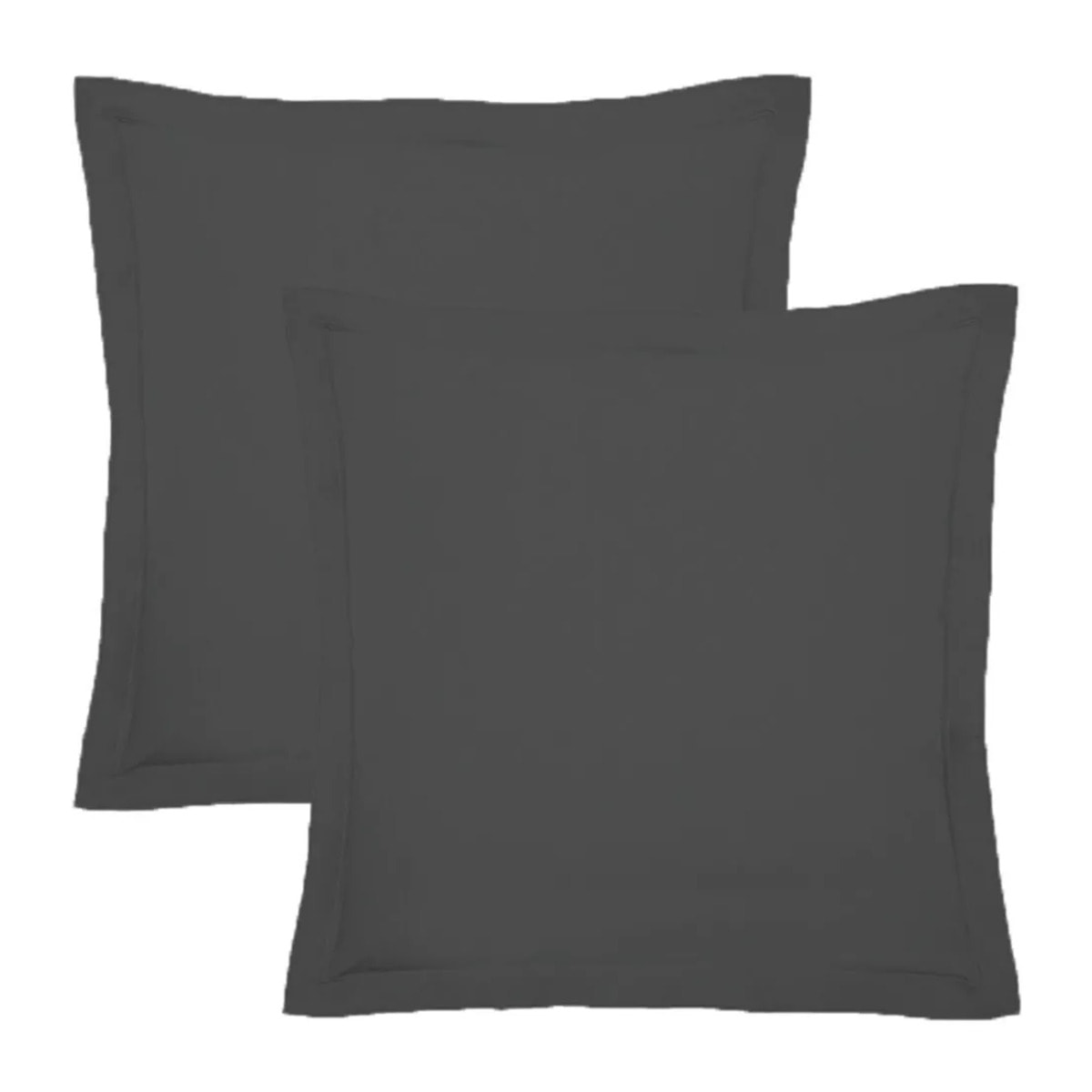 Lot de 2 taies percale de coton uni anthracite Giulia titane