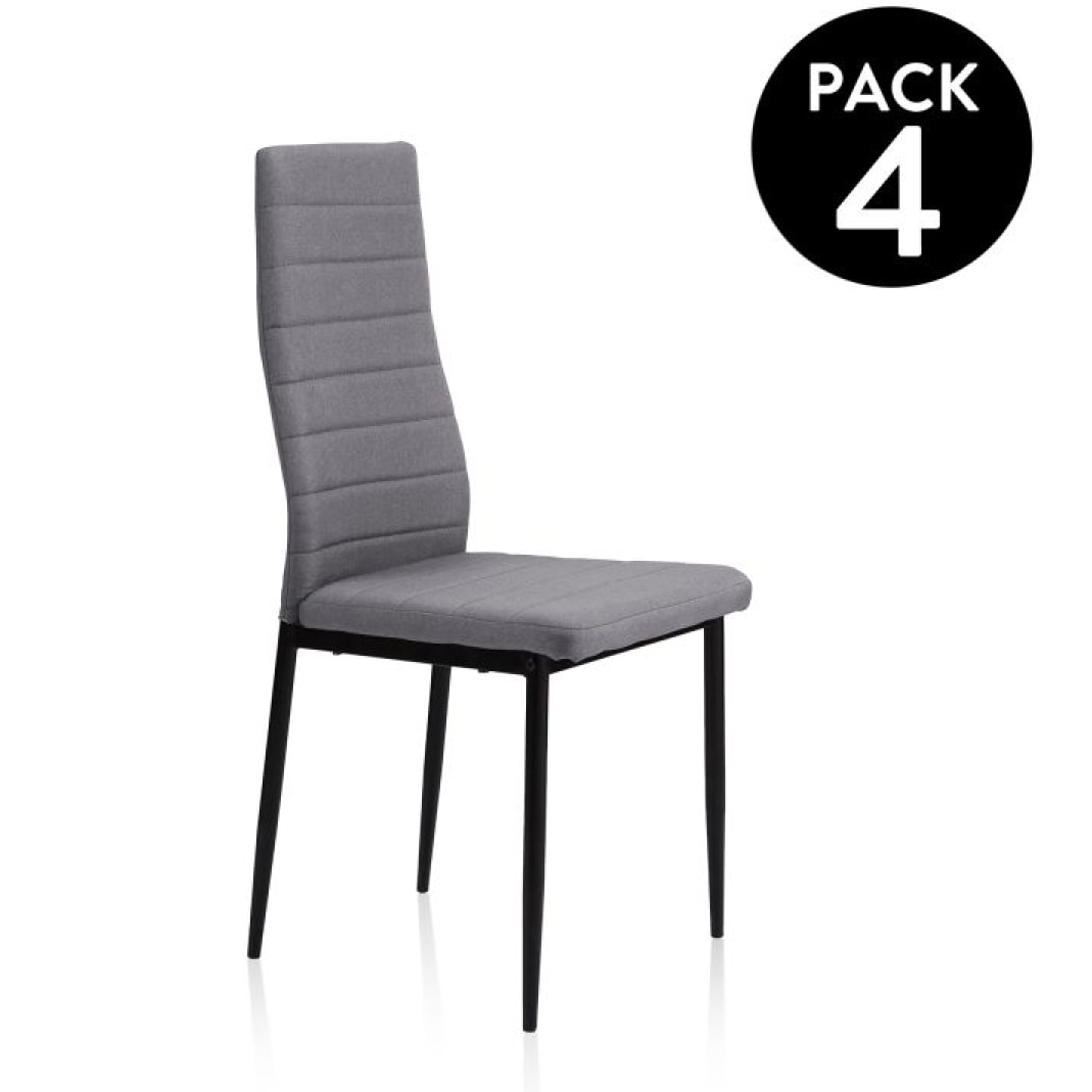 Pack 4 sillas de comedor Niza tejido Gris