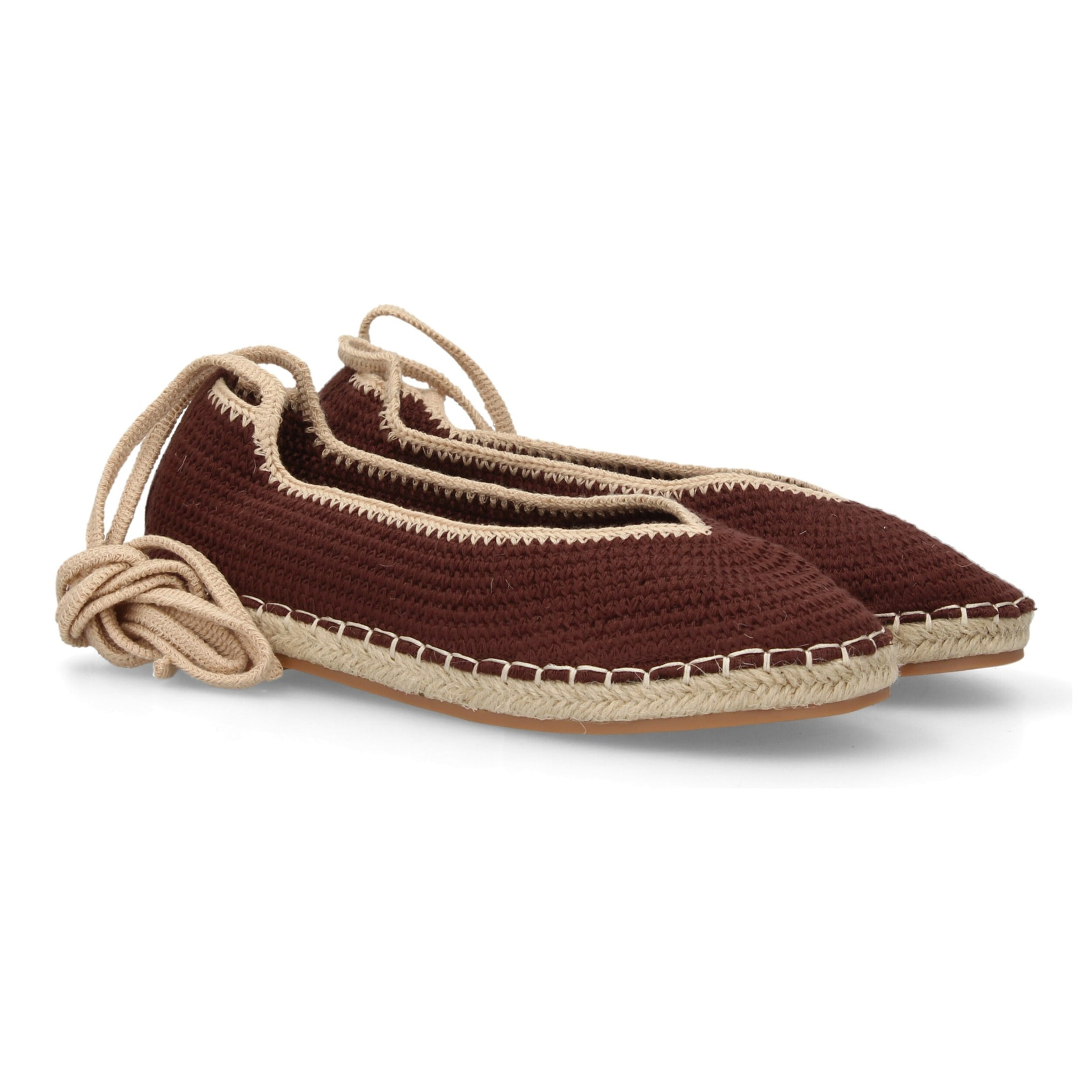 Alpargata plana mujer tejido flexible con cordones