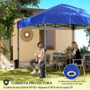 Carpa Plegable 3x3 m, Pop-up, Cenador Pabellón de Jardín con 3 Paredes Laterales, 2 Ventanas Malla, UPF50+, Altura Ajustable 3 Niveles, Bolsa Transporte, Sacos Arena, Gazebo Exterior, Azul