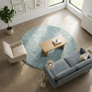 Tapis longs poils shaggy tissé motif uni TENI