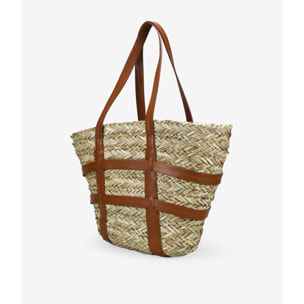 Capazo grande de hombro en rafia natural