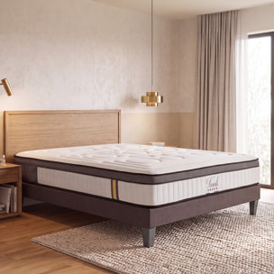 Ensemble Matelas Tivoli & Sommier KIT15, 25 cm, Mémoire de Forme et Mousse Supersoft, technologie Tri-Lattes, Soutien Ferme