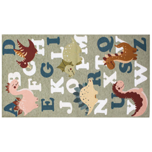 TAPPETO CAMERETTA DINOSAURI VERDE CON FONDO ANTISCIVOLO