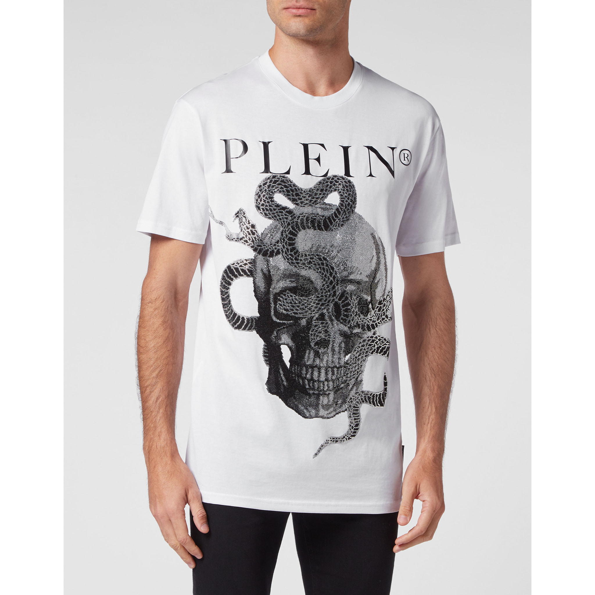PHILIPP PLEIN Camiseta de cuello redondo y manga corta SNAKE